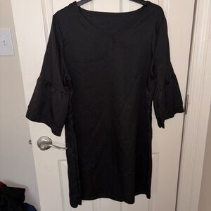 Elegant Black Dress with Flared Sleeves
